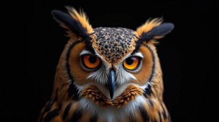 Obraz premium Mesmerizing Owl with Hypnotic Yellow Eyes