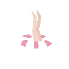 Cartoon illustration of legs in pink lifebuoy