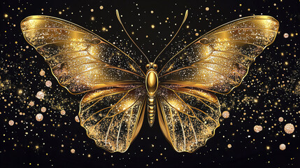 Luxurious gold butterfly adorned with glitter and pink accents