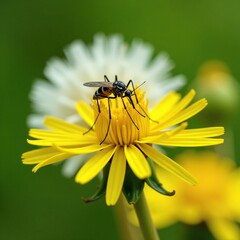 Mosquito on the delicate stem of a dandelion plant, insects, mosquito, insect