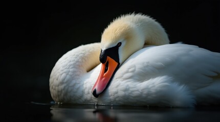 Backlit Sleeping Swan in Macro Detail