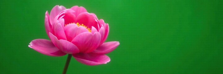 Obraz premium Large pink peony flower isolated on a green background, isolated, green, blossom