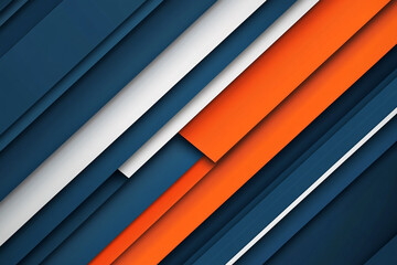Obraz premium Colorful geometric layers create a dynamic abstract design featuring orange, navy blue, and white hues