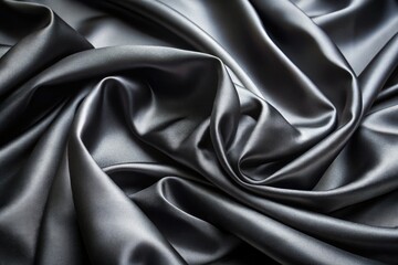 Fototapeta premium Luxurious black satin drapes elegantly in minimalist photography, showcasing its glossy, smooth, and rich texture.