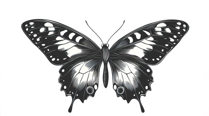detailed butterfly silhouette illustration with intricate patterns