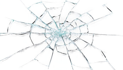Obraz premium Photo of broken glass with cracked texture on a white background.&nbsp;