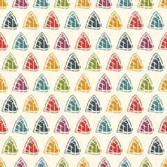 Triangle motif minimal geometric print. Paint brush seamless pattern. Freehand design background. Trendy handdrawn modern simple geo ornament. Artistic hand drawn abstract vector wallpaper