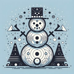 snowman with a broom and with geometric structure