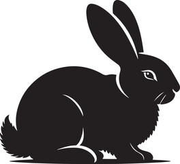 Black silhouette of a rabbit isolated on white background. Vector illustration.