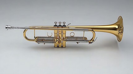 Obraz premium Gold Trumpet Musical Instrument Close up Studio Shot