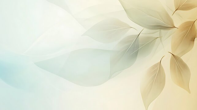 Delicate translucent leaves on a soft pastel background