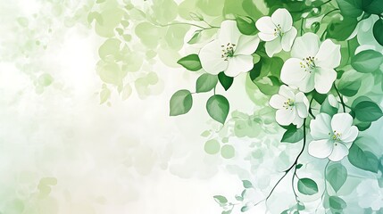 Fototapeta premium Delicate White Blossoms and Lush Green Leaves