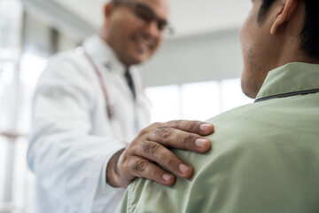 Doctors encourage patients recovery service. Doctors treat patients diseases. Life and health...