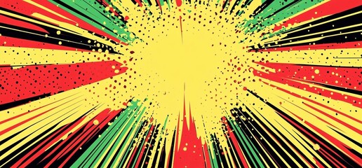 Abstract Red Green Yellow Burst Background