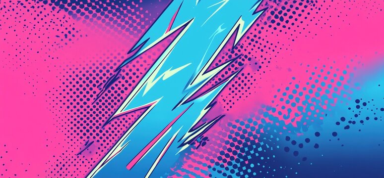 Abstract lightning bolt on pink and blue background