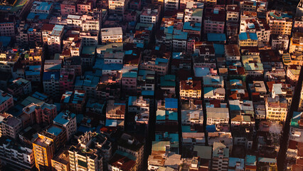 China Shenzhen favelas in the city from drone view