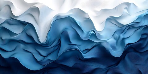 Obraz premium Abstract blue and white wavy fabric texture background.