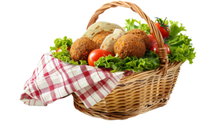 Falafel Picnic Setting on transparent background PNG.