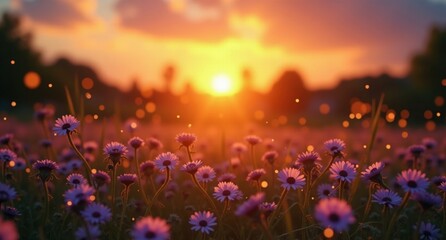 Sunrise (Summer) – A bright, orange-hued morning sky with soft clouds, illuminating a tranquil landscape, creating a warm and peaceful summer atmosphere in vivid HD.