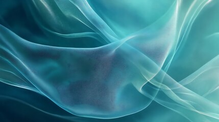 Obraz premium Abstract Teal Fabric Waves Flowing Gently