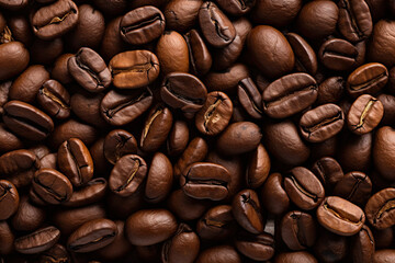 Fototapeta premium A top-down view highlighting the texture of coffee beans 