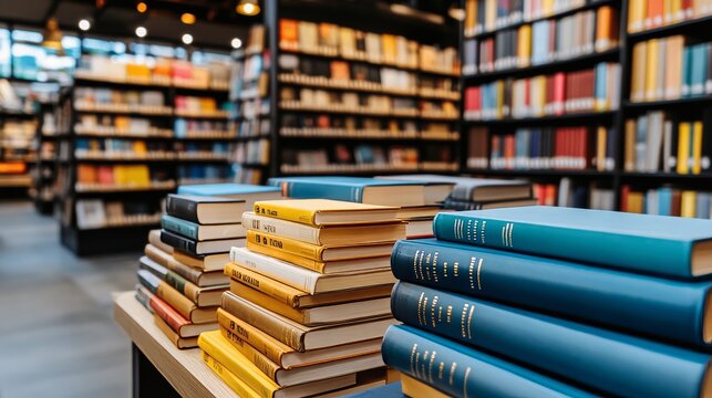 Books Ready for Delivery in a Publisher's Warehouse, Hardcover and Softcover Stacks, Bookshop Supply, Publishing Industry, and Distribution Concept.