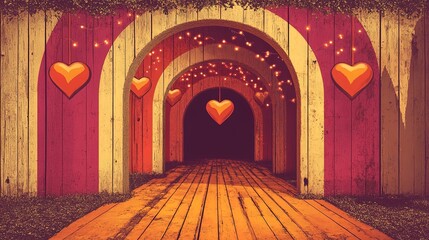 enchanting love garden poster: heart-shaped topiaries and fairy lights for a romantic touch in your home decor