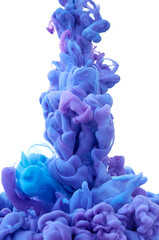 Ink in water. Splash paint mixing. Multicolored liquid dye. Abstract  sculpture background color