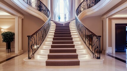 Elegant staircase in a luxurious interior setting.