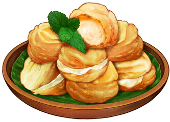 Kue Soes Indonesian Snack Illustration