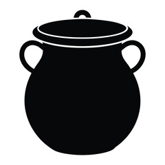A black silhouette Pot Cauldron Vector
