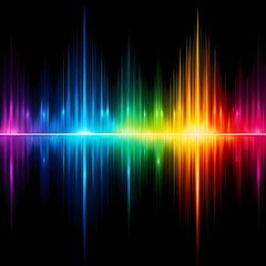 abstract colorful sound waves on dark background