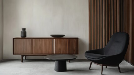 Modern living room with minimalist furniture design.