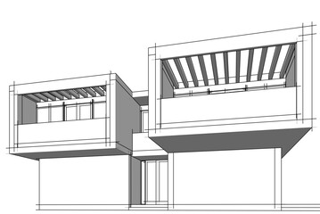 house building sketch architectural 3d illustration
