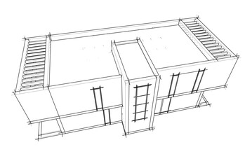 house building sketch architectural 3d illustration