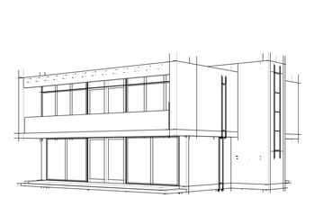 architectural drawing of a house vector  3d  illustration