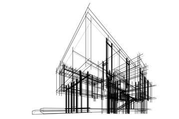 architectural drawing of a house vector  3d  illustration