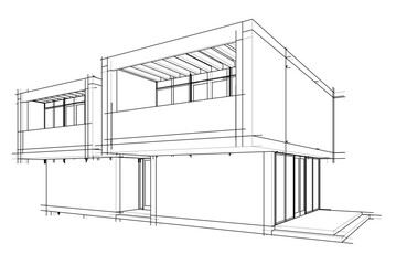 architectural drawing of a house vector  3d  illustration