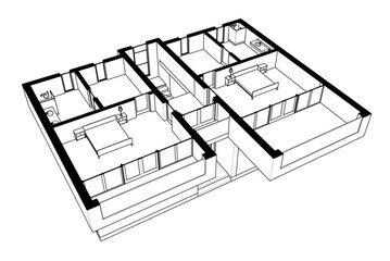 architectural drawing of a house vector  3d  illustration