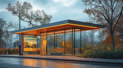 Fototapeta premium a contemporary bus stop bus stop with glas