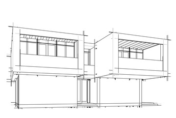 house building sketch architectural 3d illustration