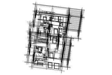 architectural drawing of a house vector  3d  illustration