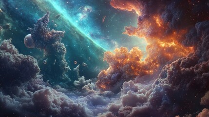 Obraz premium Cosmic Cloudscape: A Celestial Symphony of Color and Form
