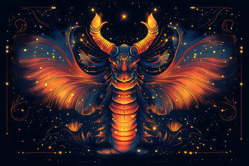 A stunning illustration of the Aquarius zodiac sign, featuring intricate details and vibrant colors. The design highlights the water-bearer pouring glowing streams, symbolizing knowledge, wisdom, and 