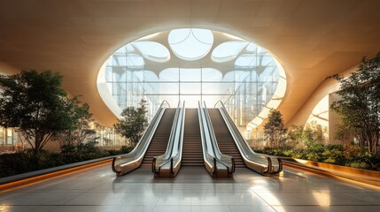 Obraz premium airport escalators of the modern er