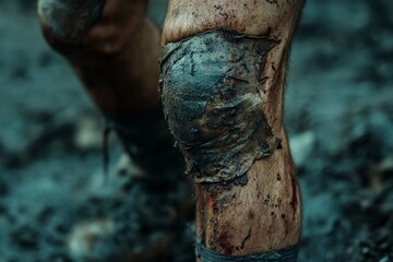 people get body injured concept, Close-up person got bruised on the knee, Generative AI