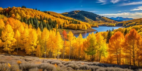 Daniels Summit Autumn Aspen Leaves Strawberry Reservoir Utah Highway 40 Scenic Drive Fall Foliage Photography