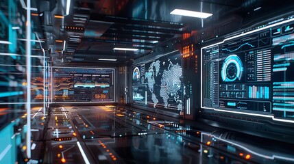 Naklejka premium Futuristic Digital Marketing Campaign Featuring AI-Optimized Strategies and Analytics