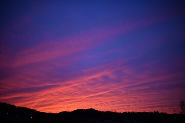 Beautiful evening at the country with a colorful sky