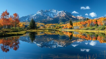 Obraz premium Mountain lake with a serene reflection